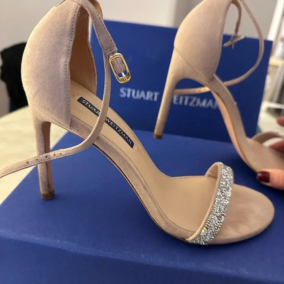 Stuart Weitzman - Nudistsong dolce suede w crystal heels size 8 - Picture 2 of 6